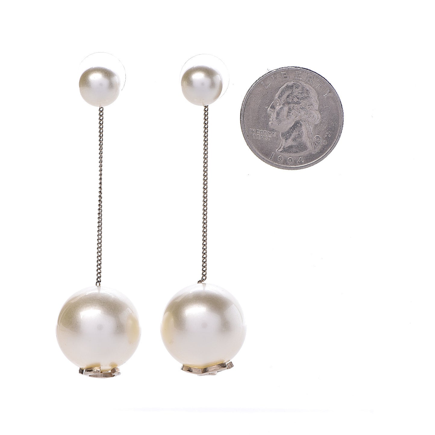 Pearl CC Drop Earrings Gold