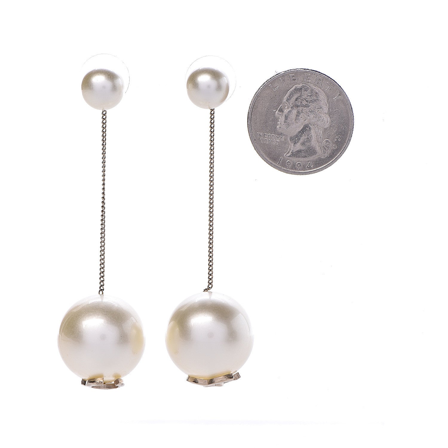 Chanel Pearl CC Drop Earrings Gold 2 of 5