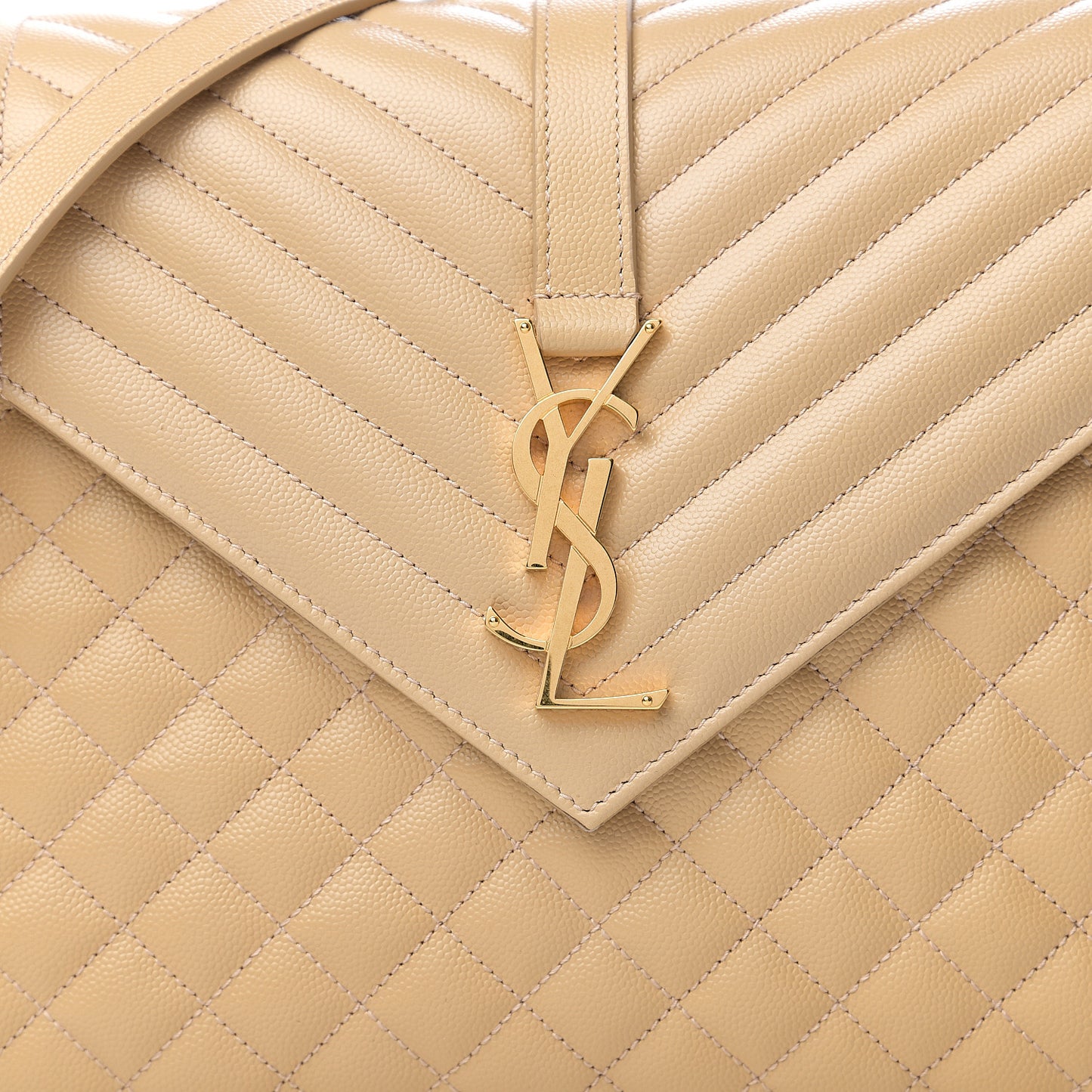 Grain De Poudre Mixed Matelasse Large Triquilt Monogram Satchel Nude Powder
