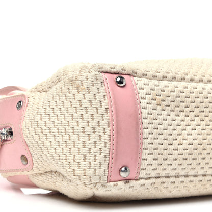 Chanel Canvas Woven Lambskin Lax Shoulder Bag Pink 8 of 9