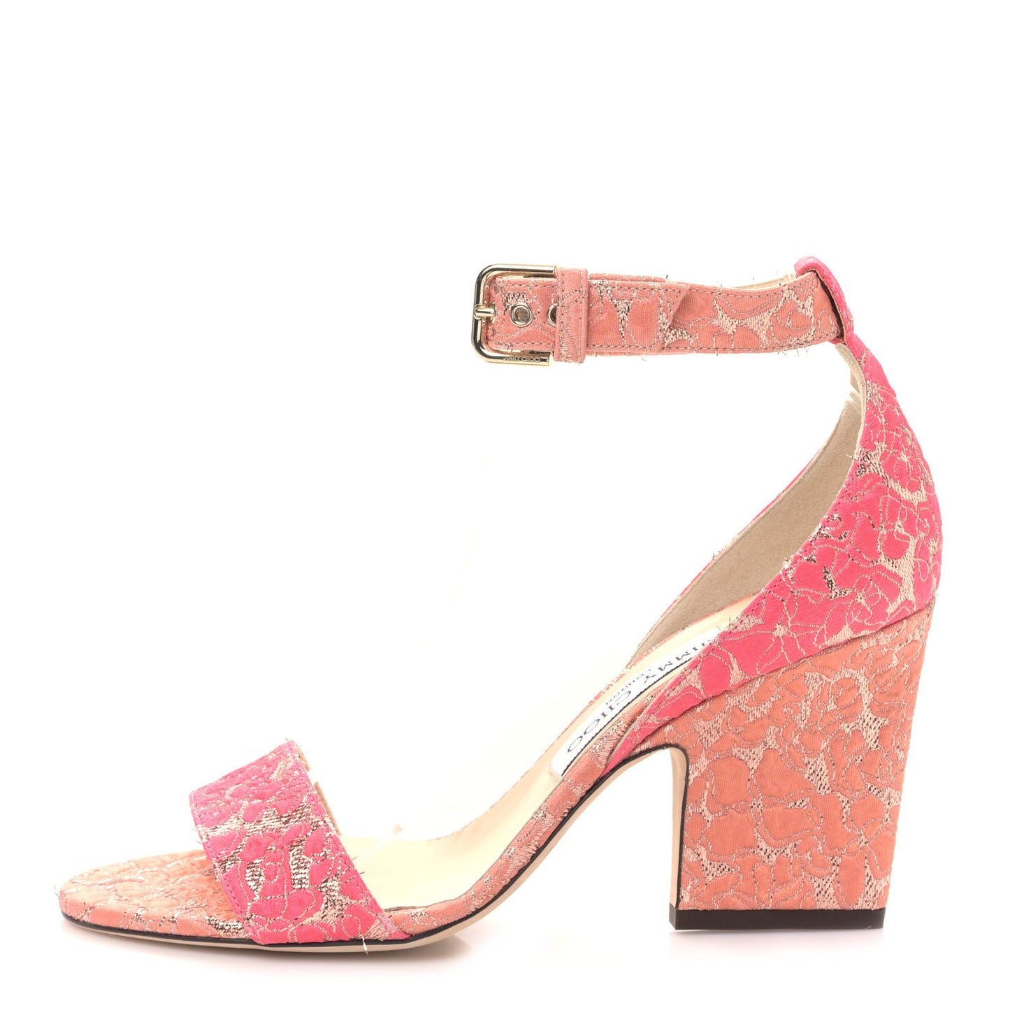 Floral Jacquard Fabric Edina 85mm Sandals 37.5 Flamingo Calypso