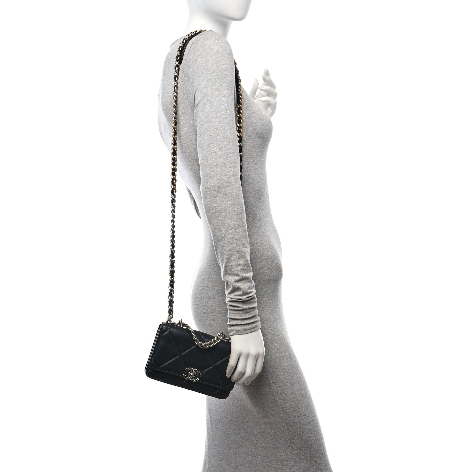 Chanel Lambskin Quilted Chanel 19 Wallet On Chain WOC Black 2 of 11