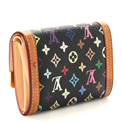 Louis Vuitton Monogram Multicolor Porte-Monnaie Plat Coin Purse Black 3 of 7
