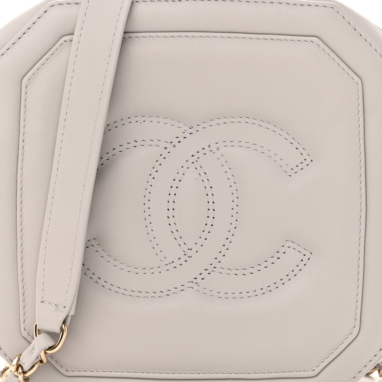 Chanel Calfskin Quilted CC Stitched Crossbody Camera Case Light Grey 8 of 10