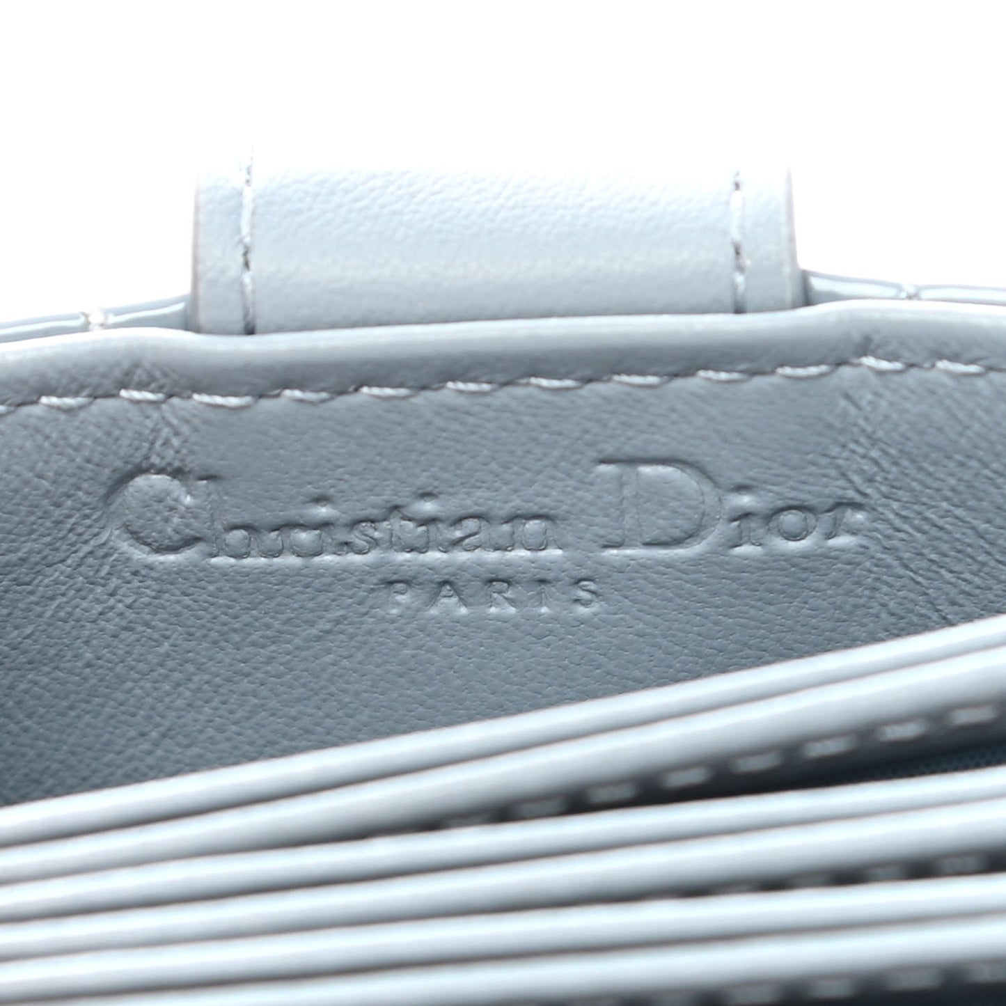Patent Cannage Lady Dior 5 Gusset Card Holder Cloud Blue