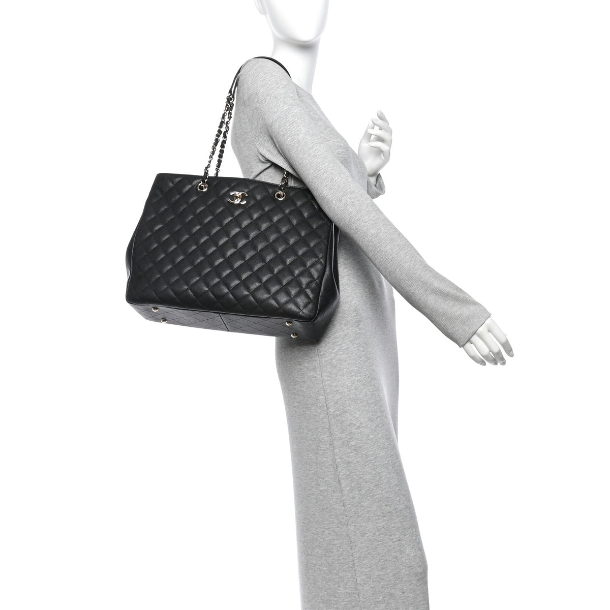 Chanel Caviar Quilted Small Shopping Tote Black 2 of 10