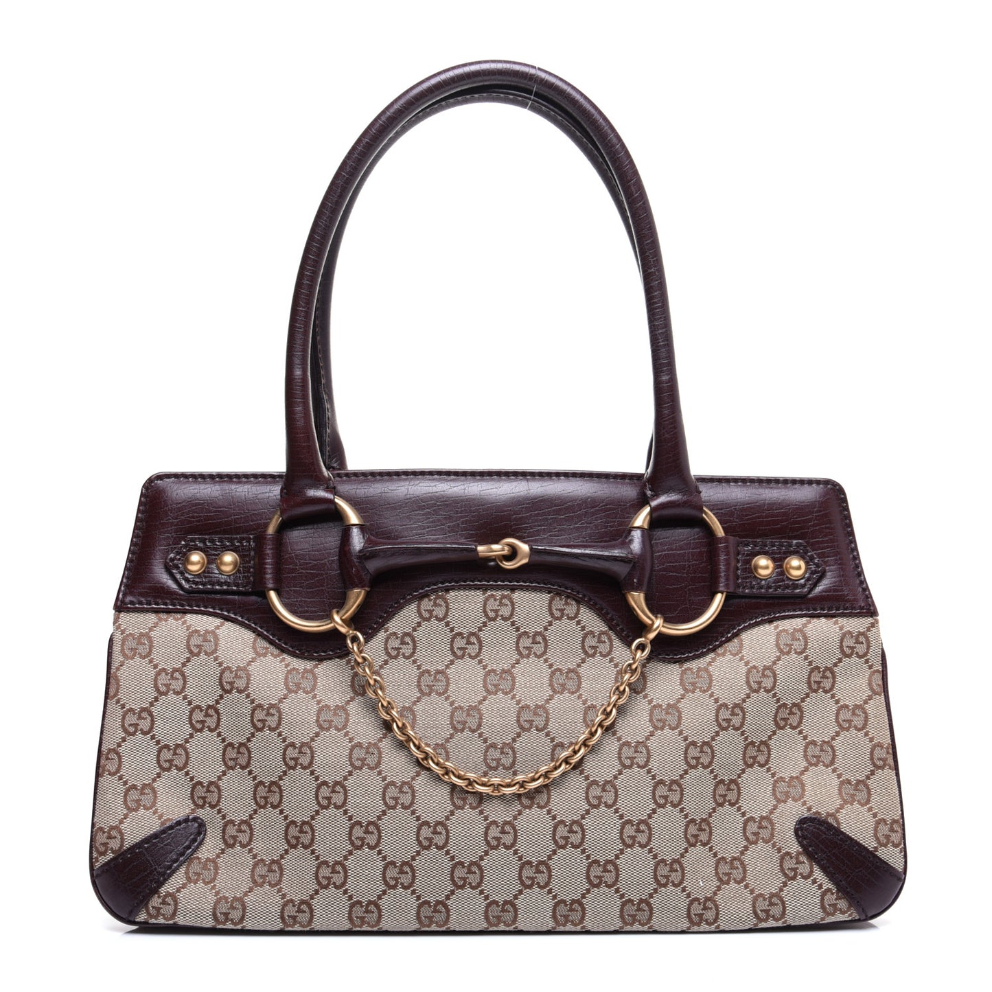 Monogram Horsebit Chain Shoulder Bag Brown