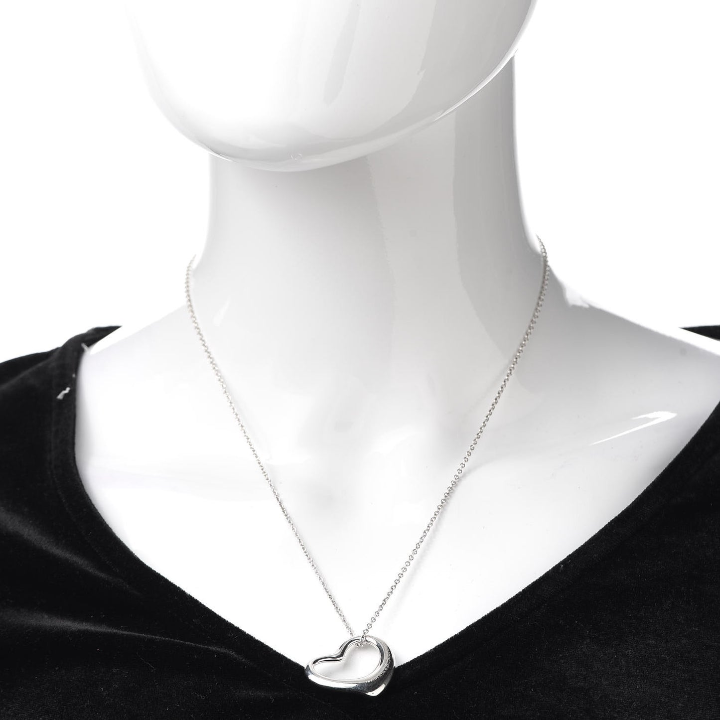 Sterling Silver 27mm Elsa Peretti Open Heart Pendant Necklace