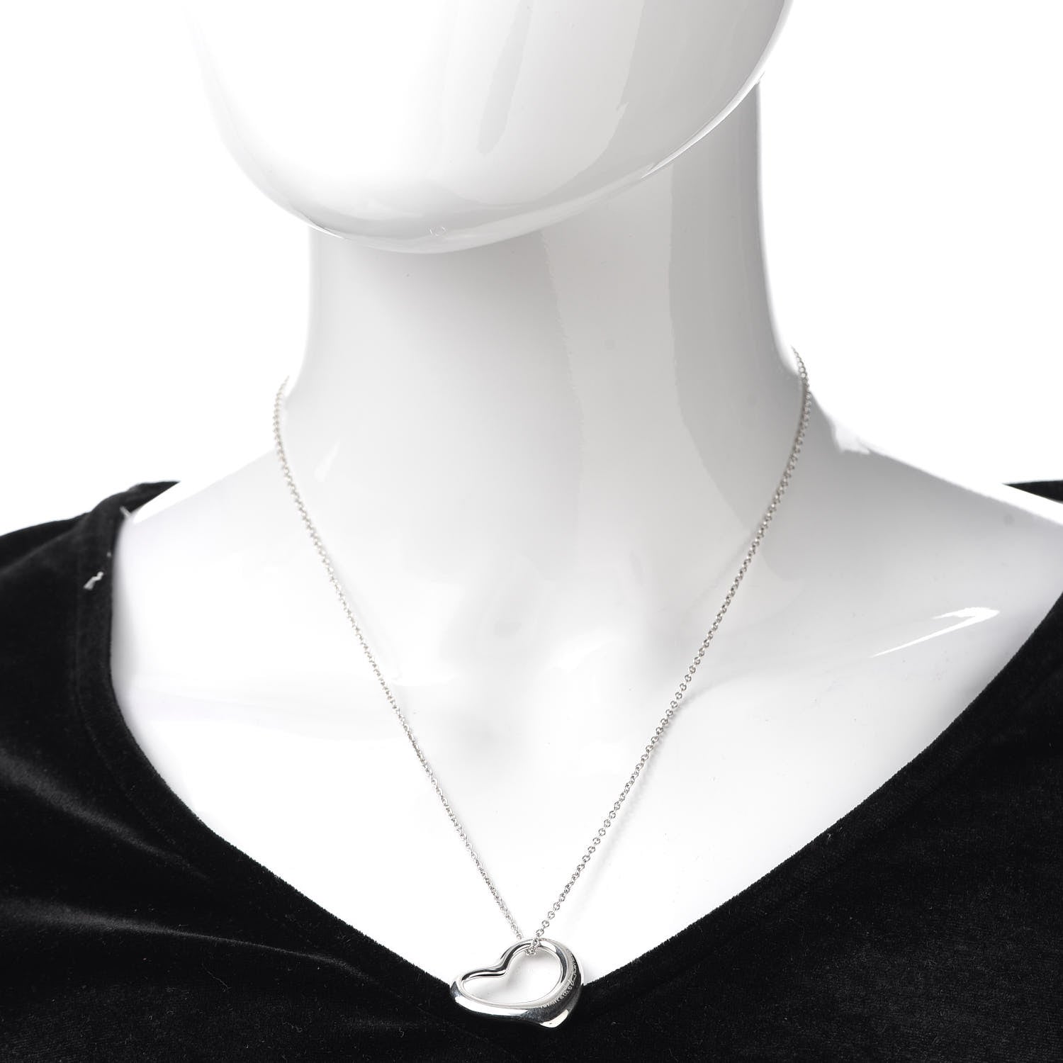 Tiffany Sterling Silver 27mm Elsa Peretti Open Heart Pendant Necklace 2 of 6