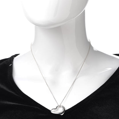 Tiffany Sterling Silver 27mm Elsa Peretti Open Heart Pendant Necklace 2 of 6