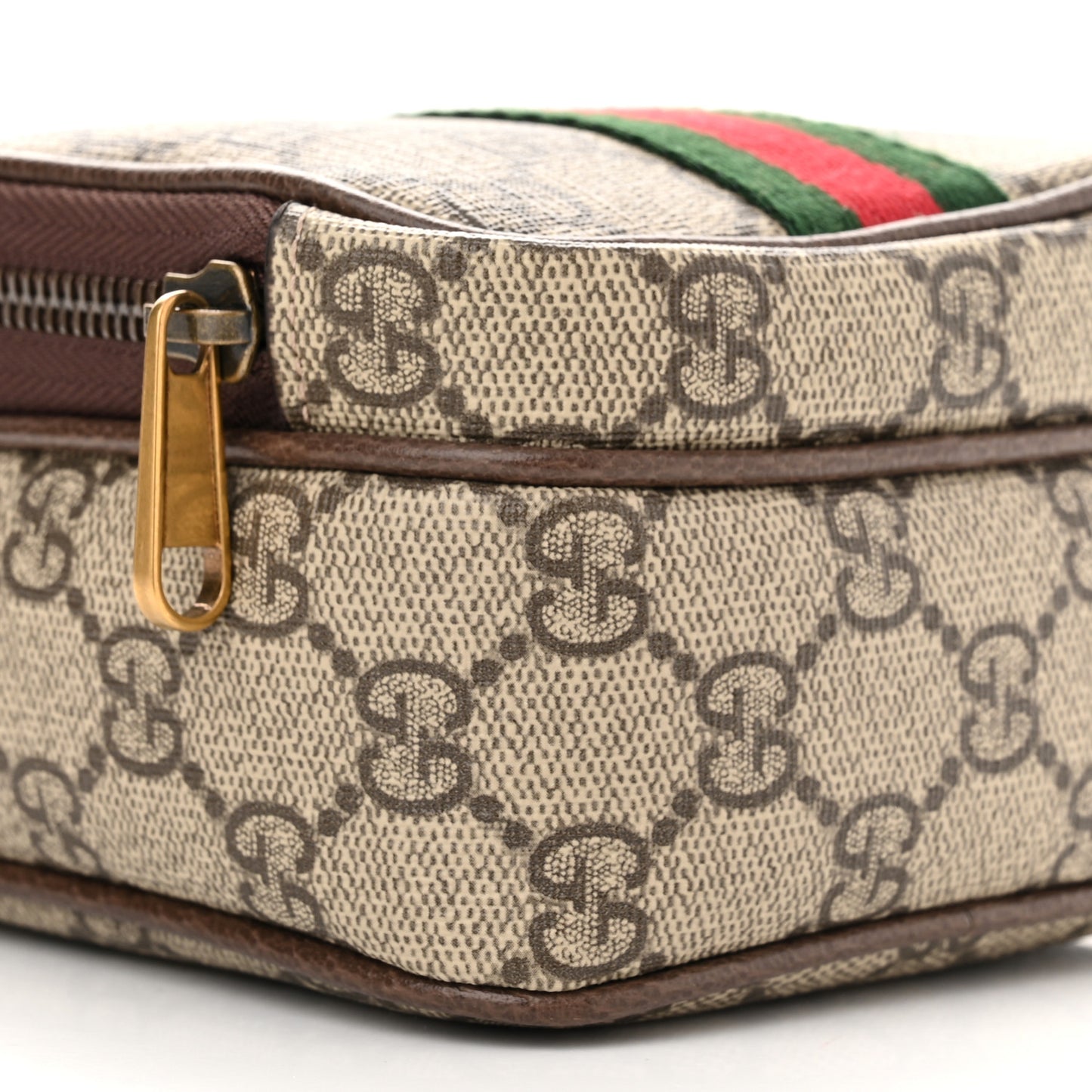 GG Supreme Monogram Web Mini Ophidia Double Zip Messenger Bag Beige New Acero