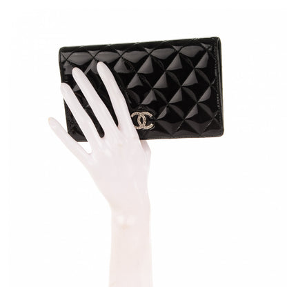 Chanel Patent Quilted Brilliant Yen Wallet Dark Purple 2 of 8