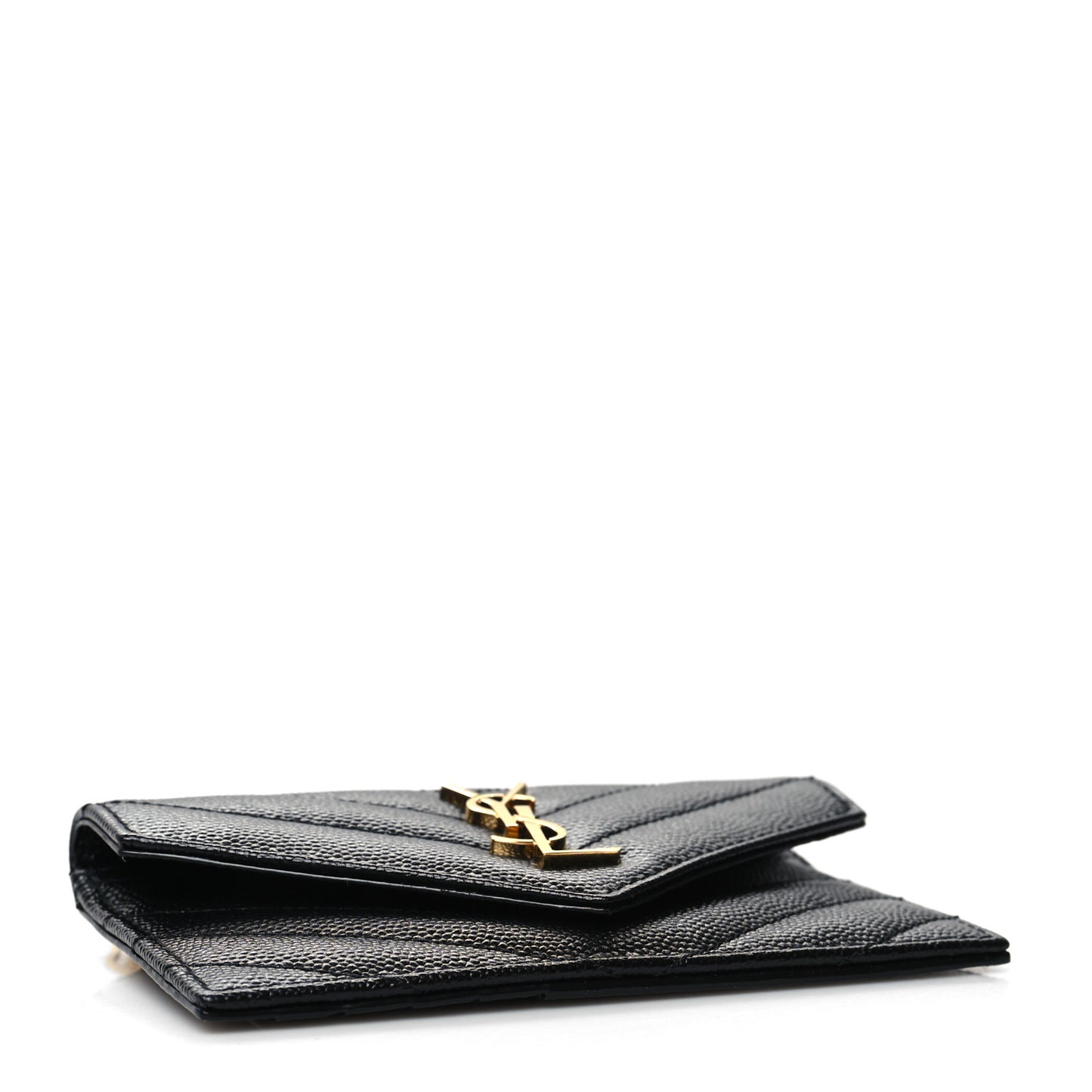 Grain De Poudre Matelasse Chevron Monogram Compact Wallet Black