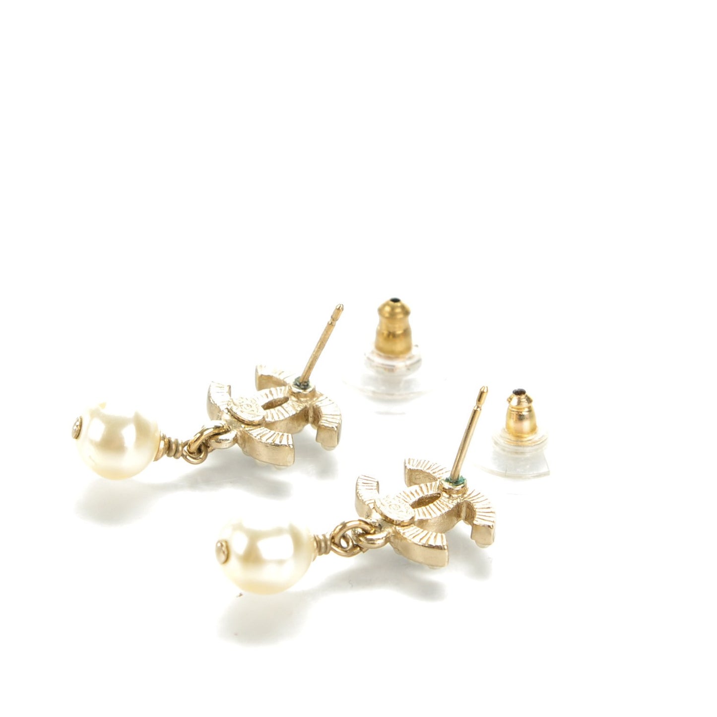 Pearl CC Drop Earrings Gold
