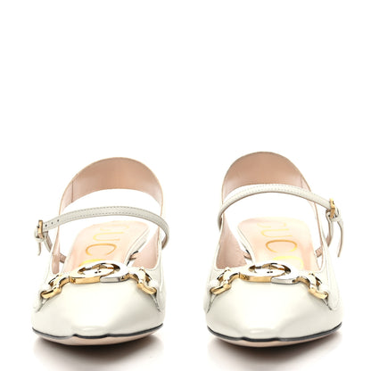 Gucci Malaga Kid Zumi Low Heel Slingback Pumps 35.5 White 2 of 7
