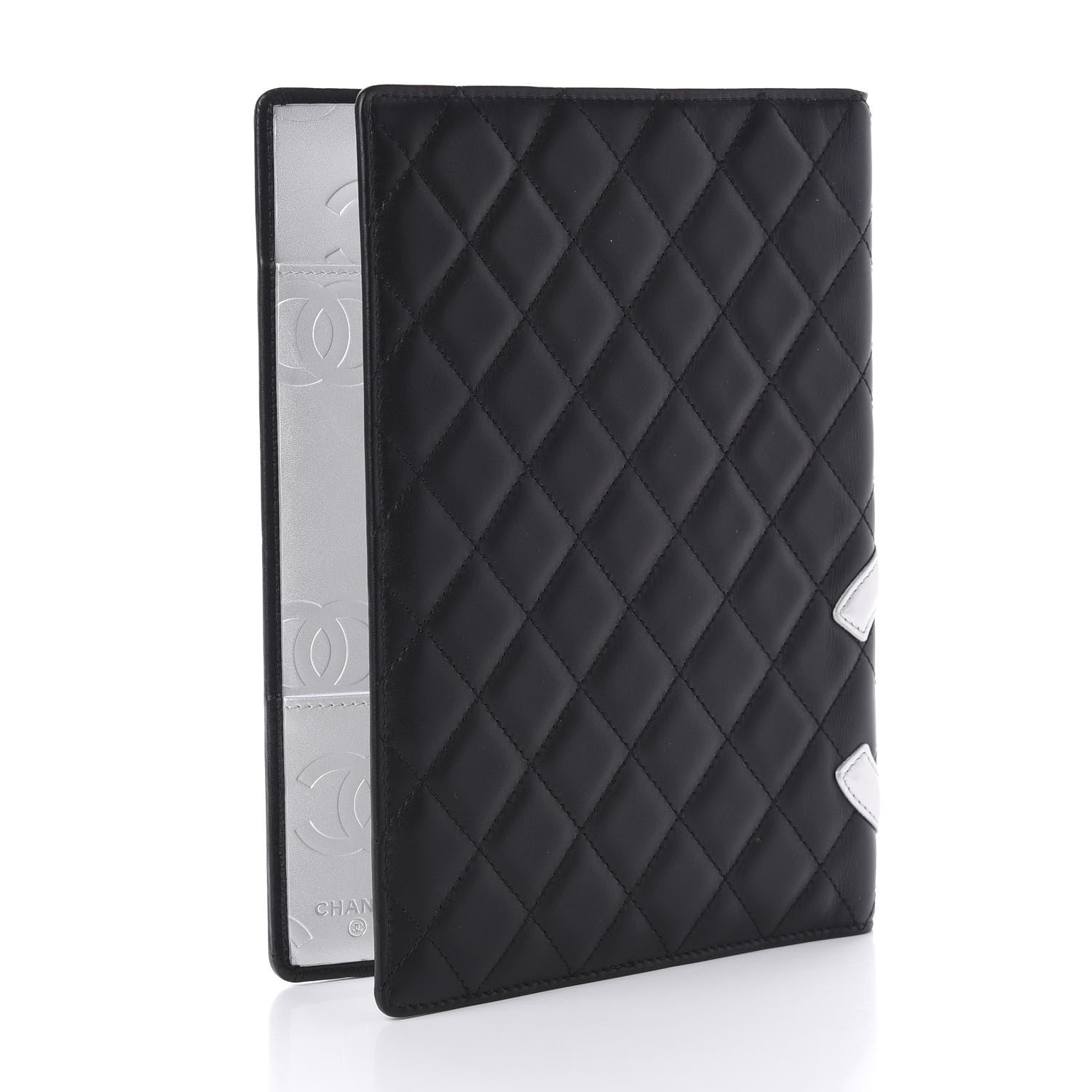 Chanel Calfskin Quilted Large Cambon Agenda Planner Black Silver 3 of 9