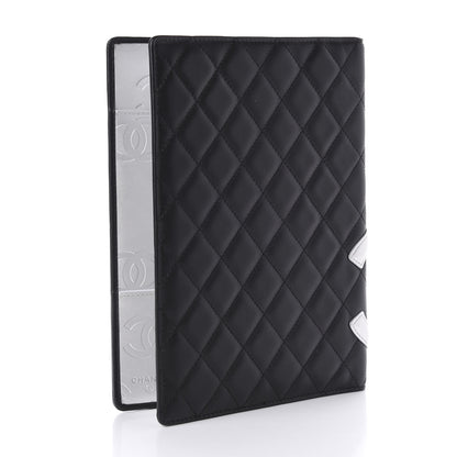 Chanel Calfskin Quilted Large Cambon Agenda Planner Black Silver 3 of 9