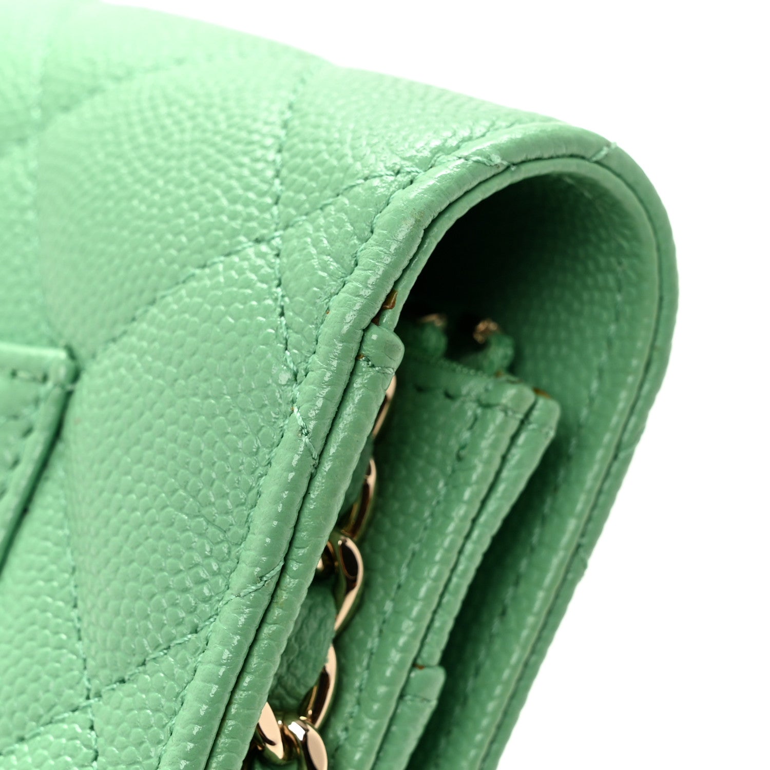 Chanel Caviar Quilted Wallet On Chain WOC Green 12 of 14