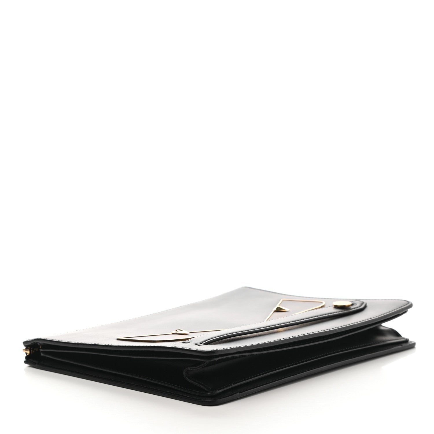 Fendi Vitello Liberty FF Pequin Bug Eyes Slim Clutch Black 4 of 7