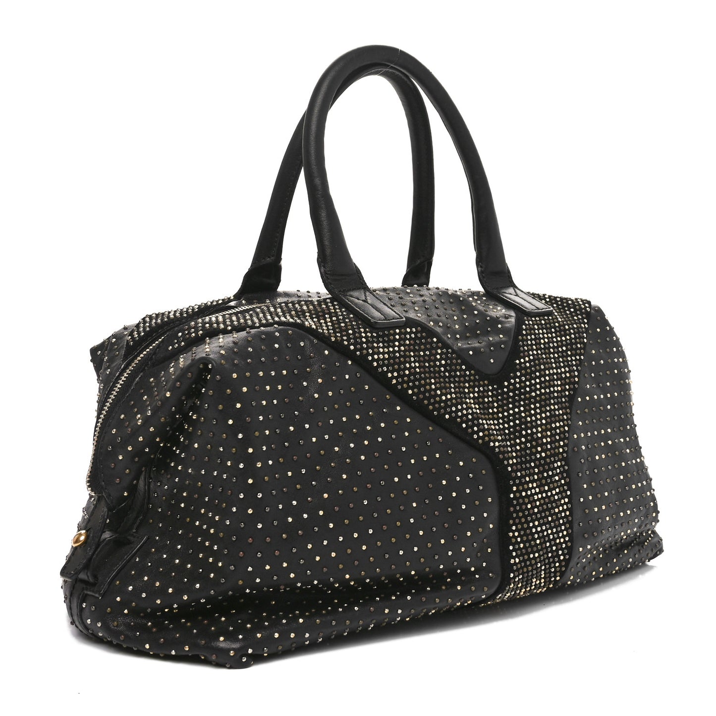 Calfskin Rock Studded Easy Sac Black