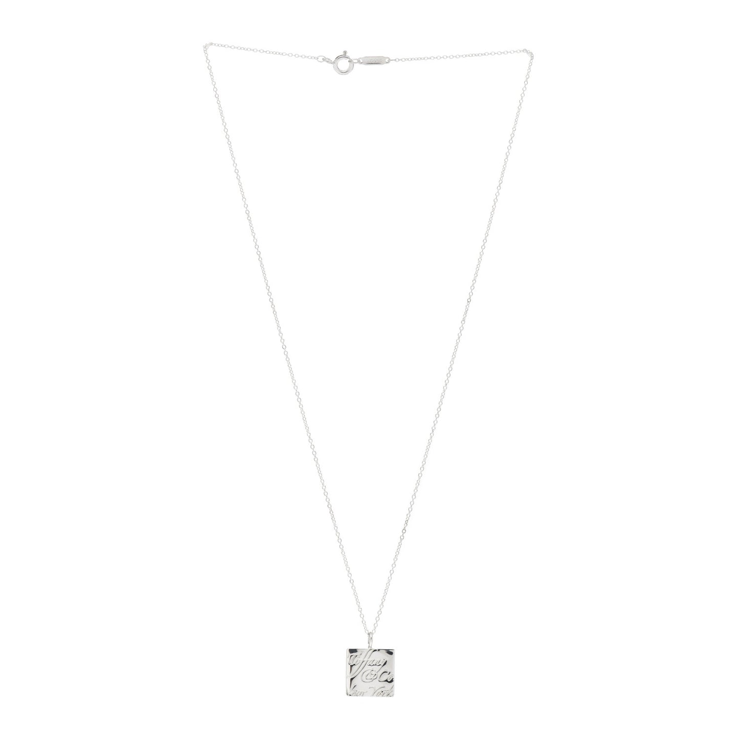 Sterling Silver Love Notes Square Pendant Necklace