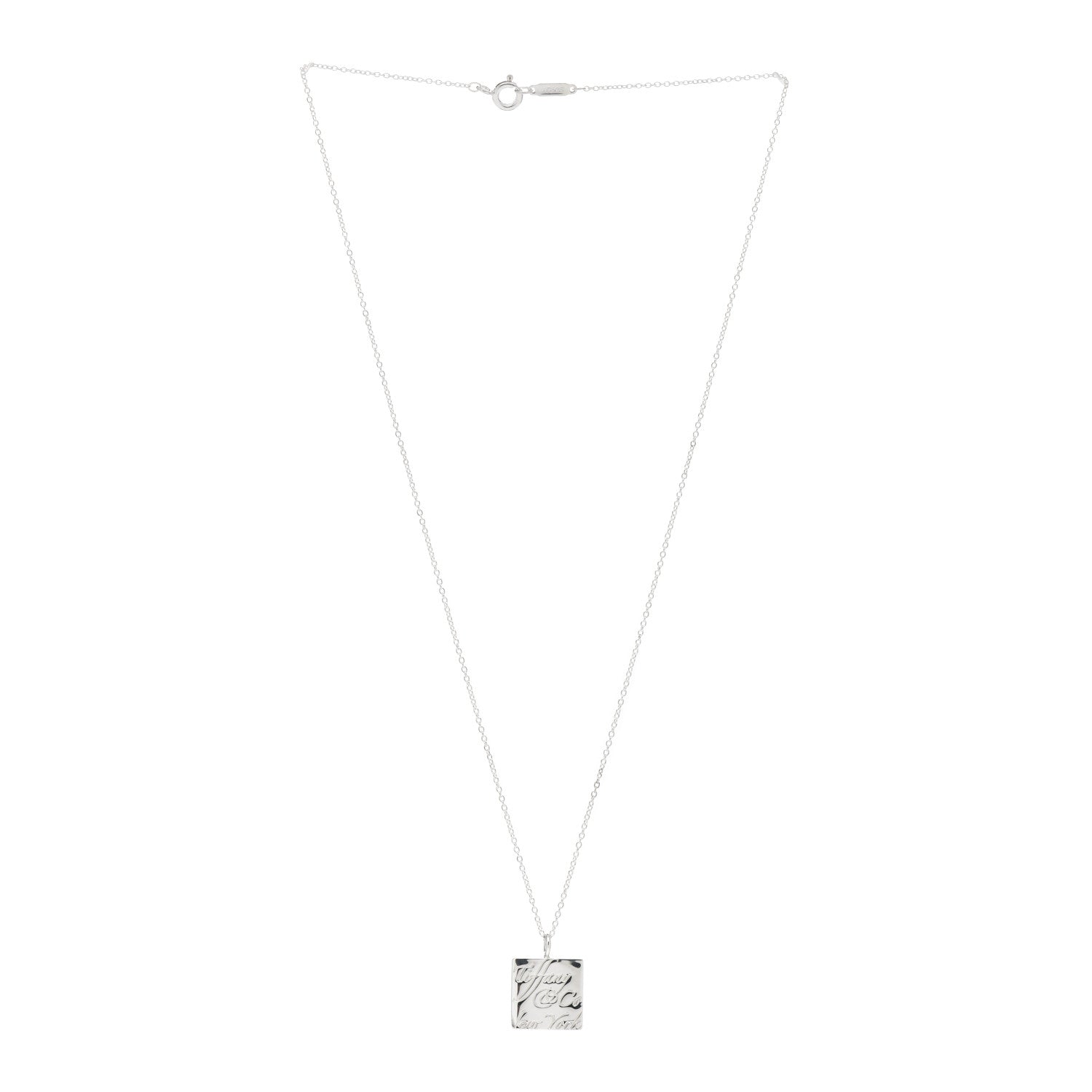 Tiffany Sterling Silver Love Notes Square Pendant Necklace 3 of 4