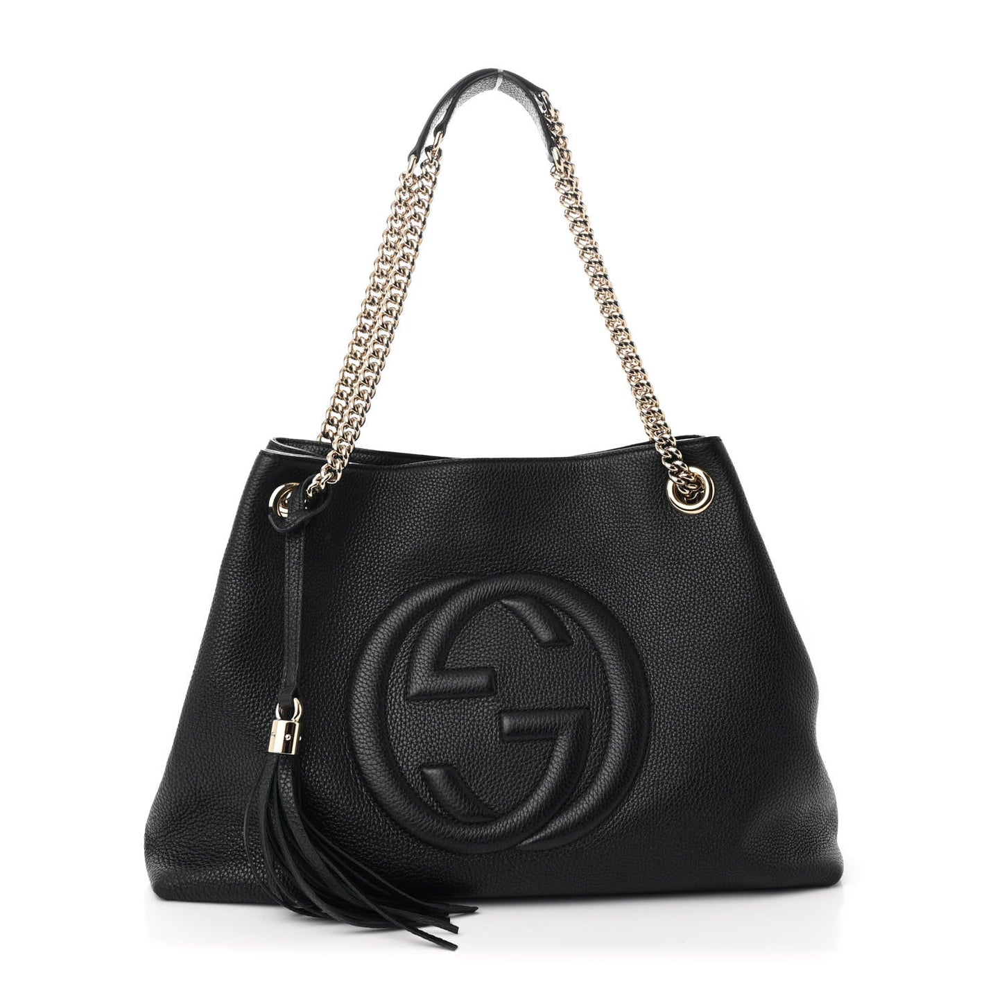 Pebbled Calfskin Medium Soho Chain Shoulder Bag Black