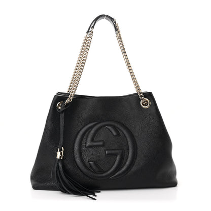 Gucci Pebbled Calfskin Medium Soho Chain Shoulder Bag Black 1 of 10