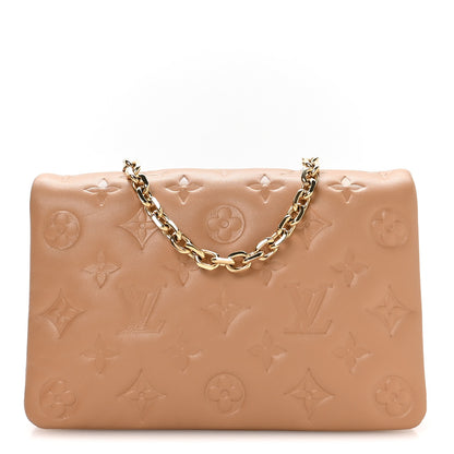Louis Vuitton Lambskin Embossed Monogram Pochette Coussin Camel 1 of 9