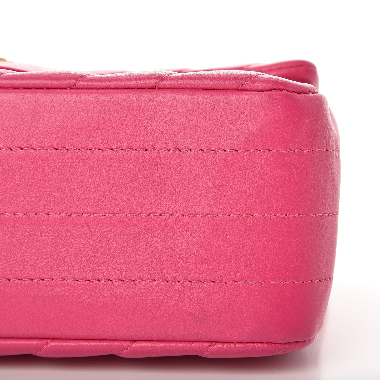 Lambskin Chevron Quilted Mini Rectangular Flap Fuchsia