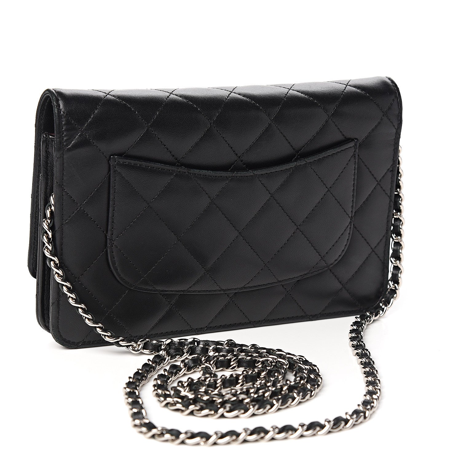 Chanel Lambskin Quilted Wallet On Chain WOC Black 2 of 10