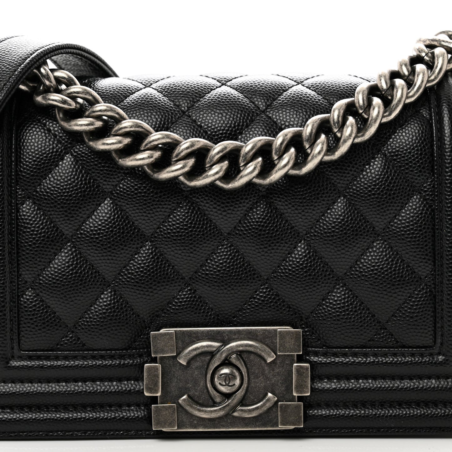 Caviar Quilted Small Boy Flap Black