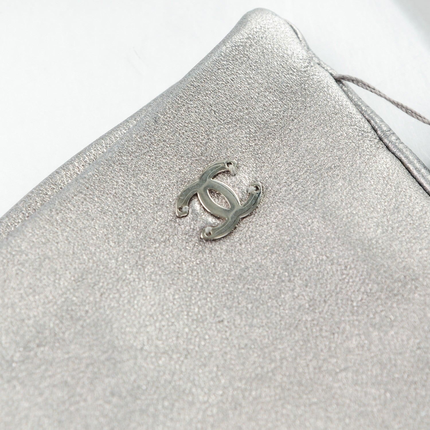 Chanel Metallic Lambskin Long Fingerless Gloves 7.5 Silver 7 of 7