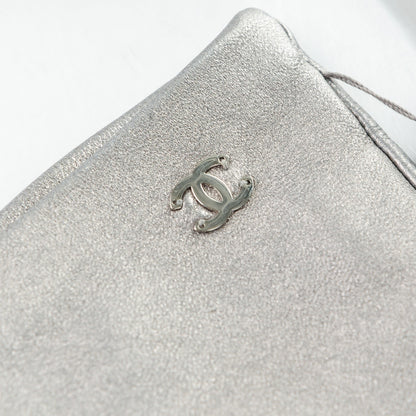 Chanel Metallic Lambskin Long Fingerless Gloves 7.5 Silver 7 of 7