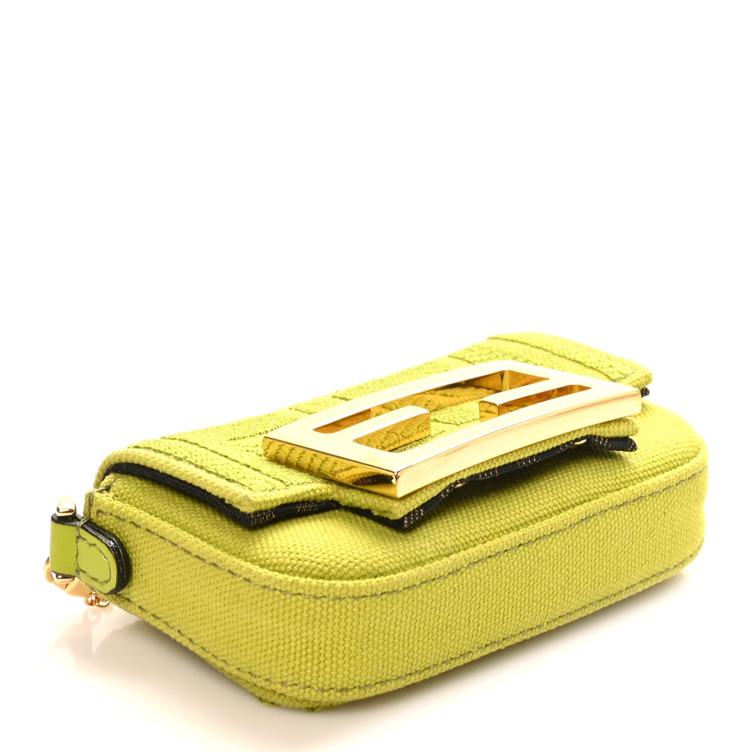Fendi Canvas Vitello King FF Embroidered Nano Maxi Buckle Baguette Charm Wasabi 2 of 9