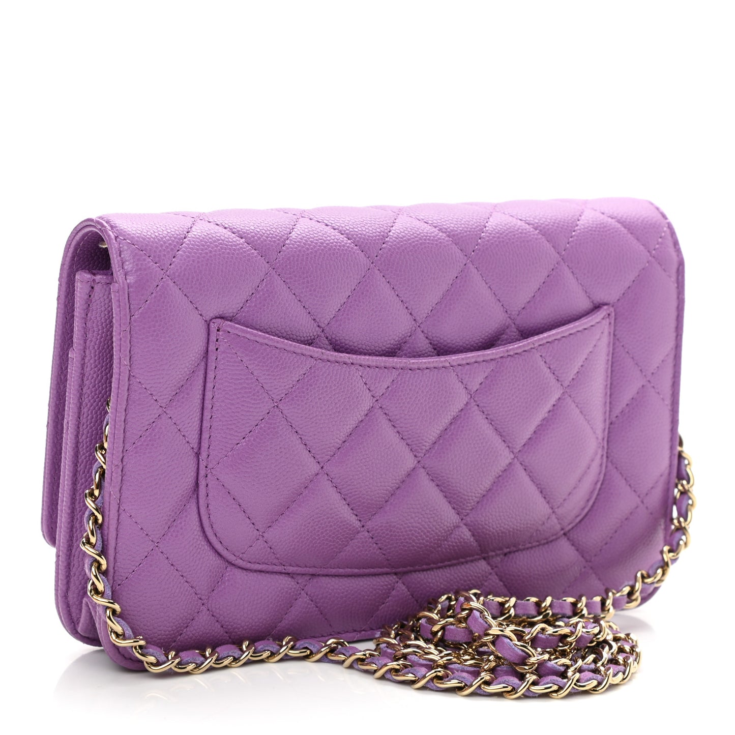 Caviar Quilted Wallet On Chain WOC Purple