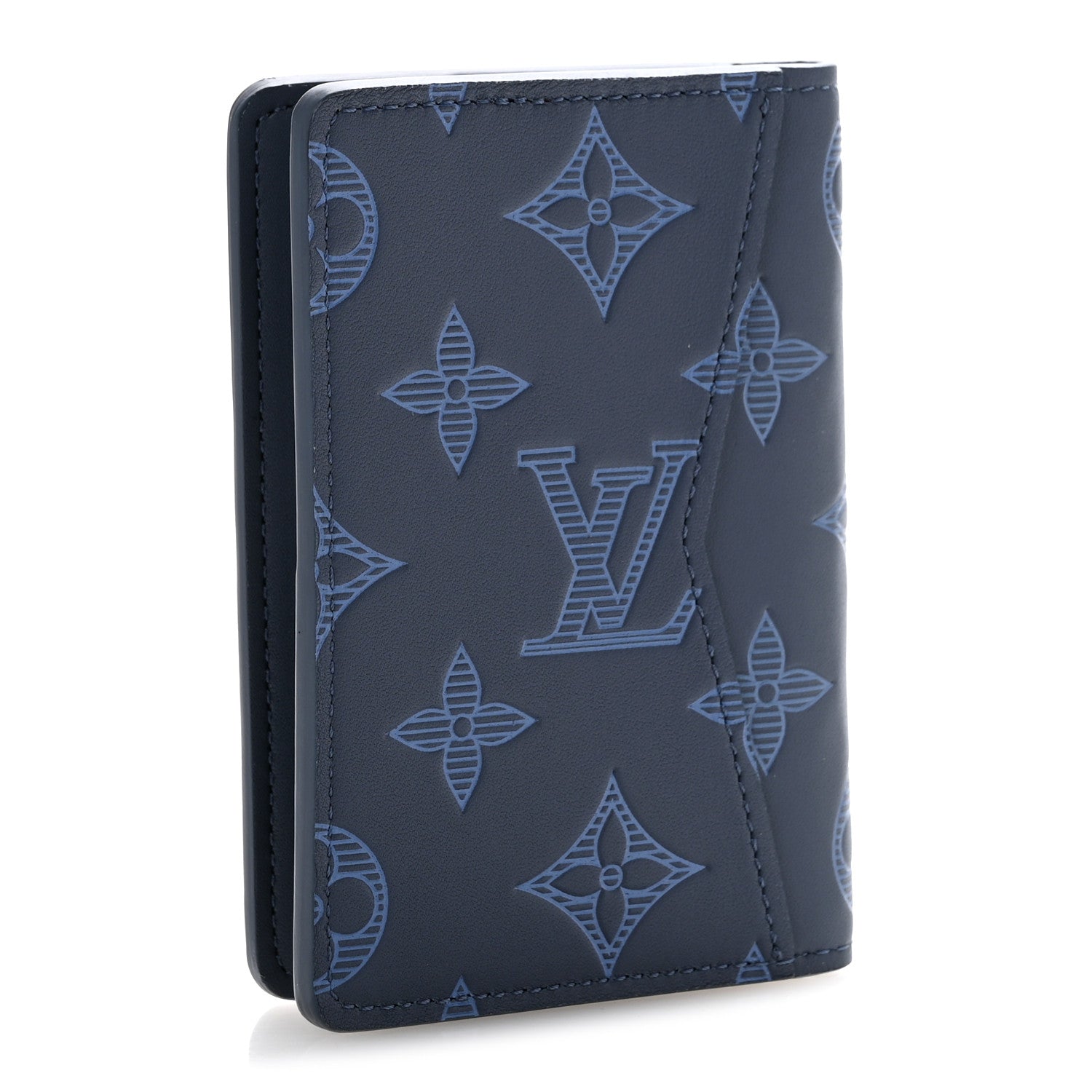 Louis Vuitton Calfskin Monogram Shadow Pocket Organizer Blue 3 of 7