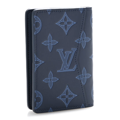 Louis Vuitton Calfskin Monogram Shadow Pocket Organizer Blue 3 of 7