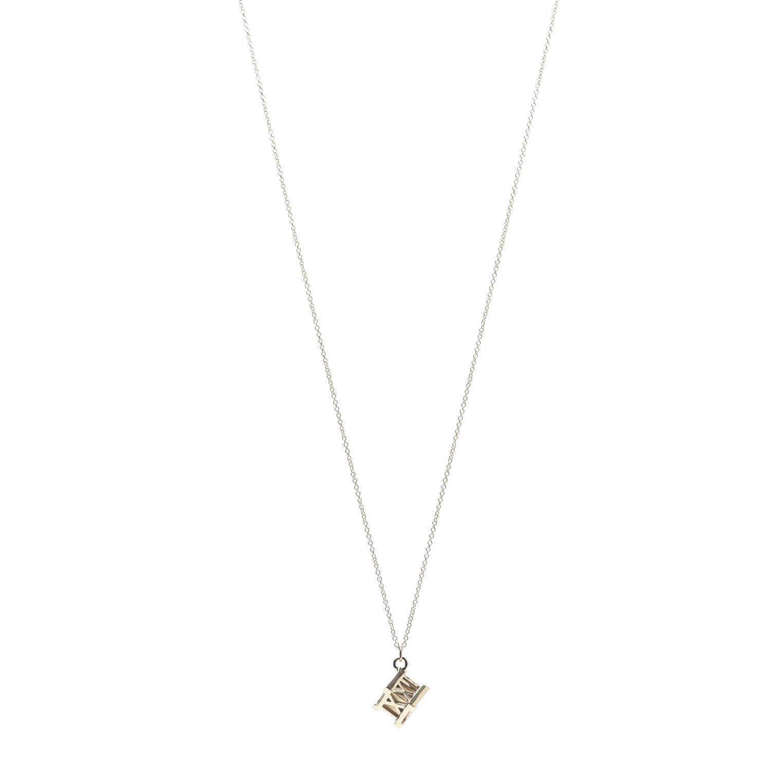 Tiffany 18K Yellow Gold Atlas Cube Pendant Necklace 1 of 6