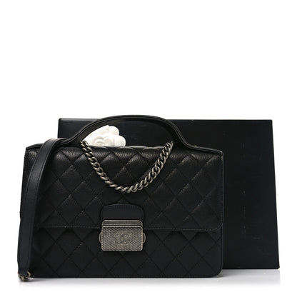 Chanel Goatskin Quilted Small CC University Top Handle Flap Black 10 of 10