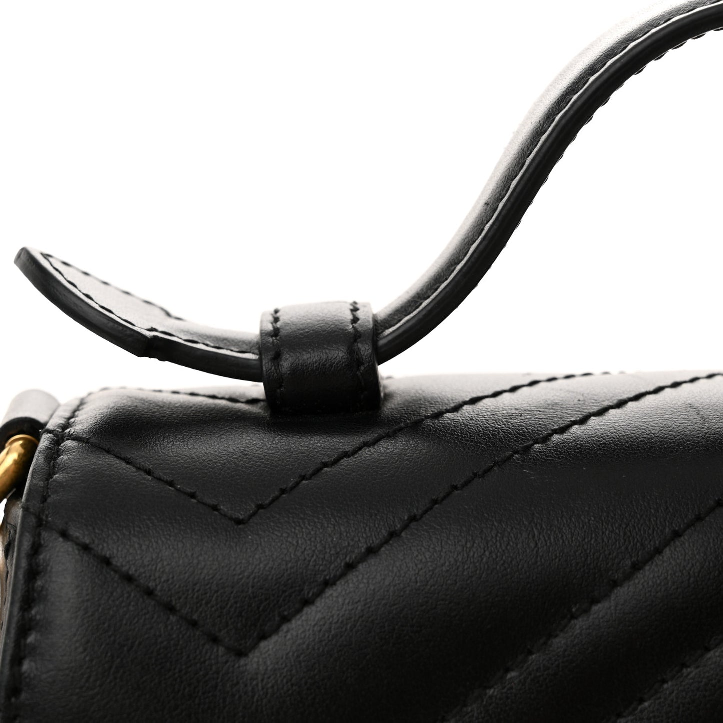 Calfskin Matelasse Small GG Marmont Top Handle Shoulder Bag Black