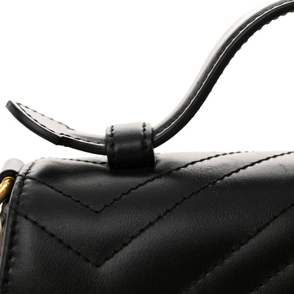 Gucci Calfskin Matelasse Small GG Marmont Top Handle Shoulder Bag Black 15 of 16