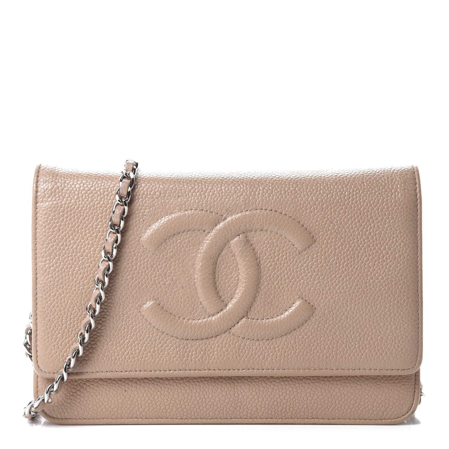 Chanel Caviar Timeless CC Wallet on Chain WOC Dark Beige 1 of 12
