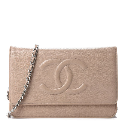 Chanel Caviar Timeless CC Wallet on Chain WOC Dark Beige 1 of 12