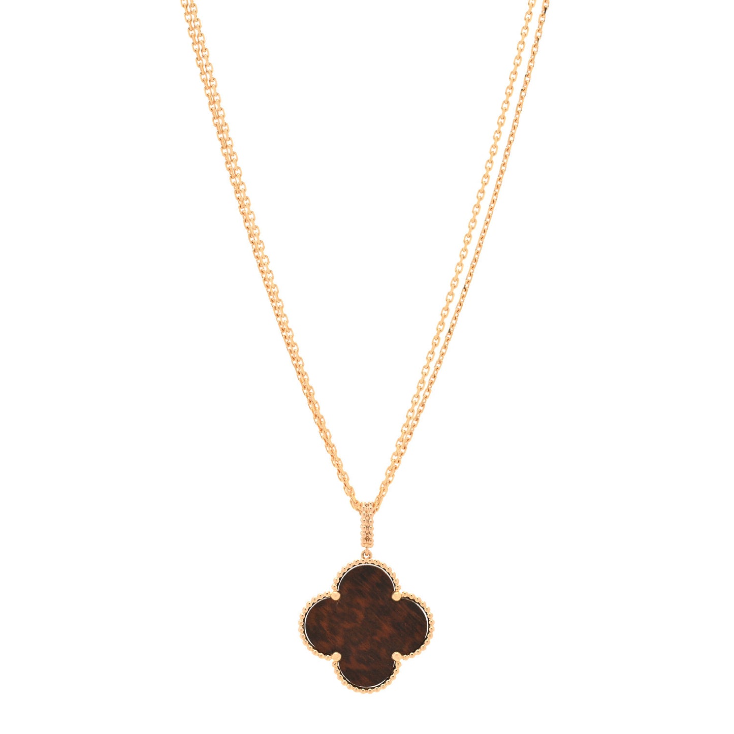 18K Rose Gold Letterwood Magic Alhambra Long Necklace