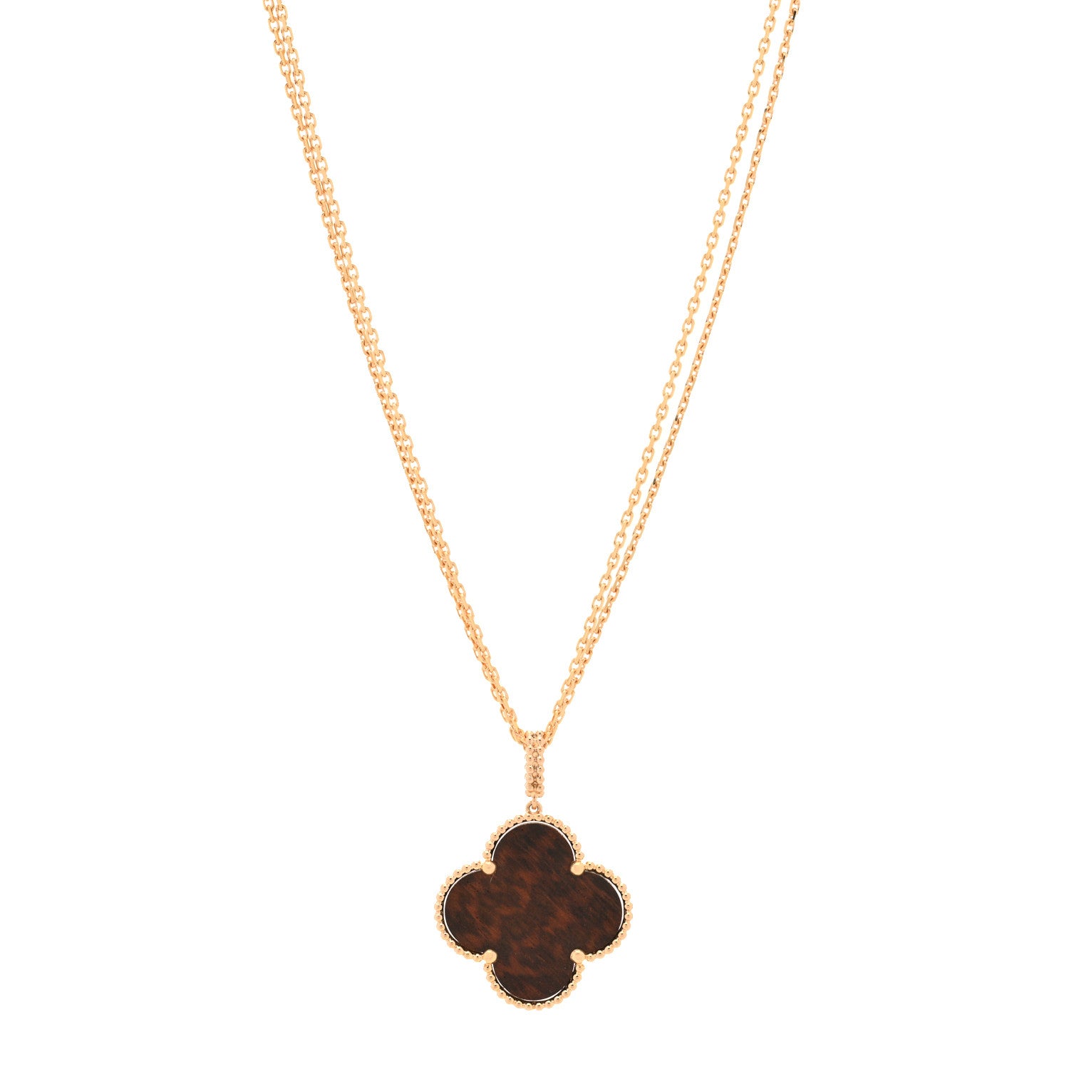 Van Cleef & Arpels 18K Rose Gold Letterwood Magic Alhambra Long Necklace 1 of 5