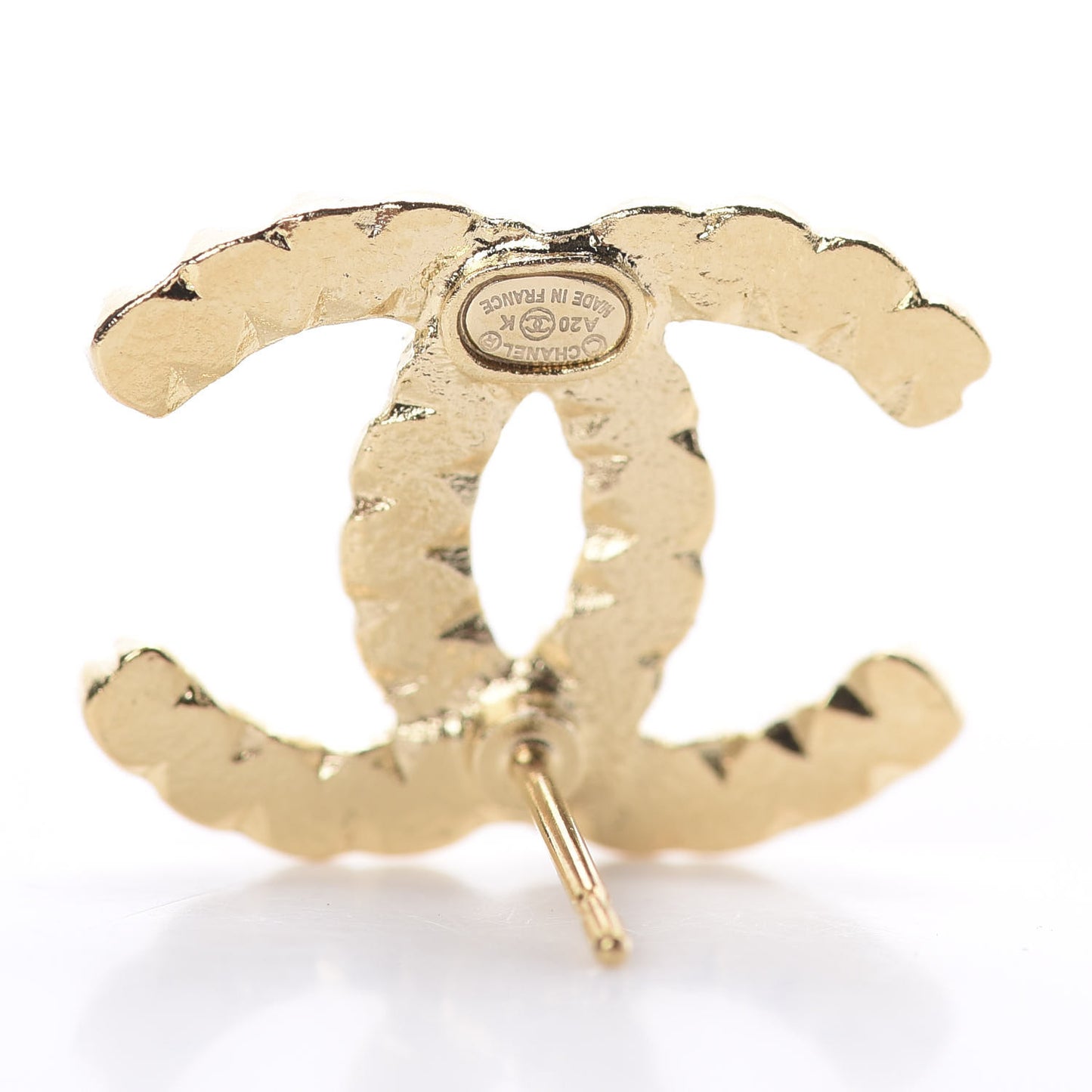 Resin Pearl Crystal CC Earrings Gold Black