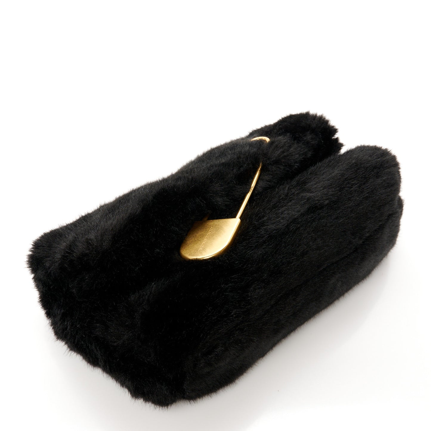 Faux Fur Pin Clutch Black