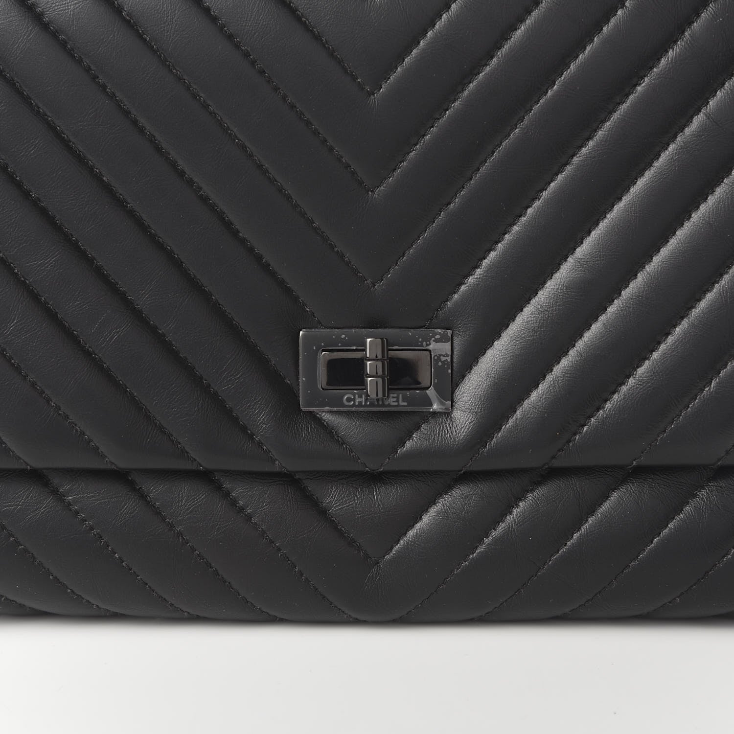 Chanel Aged Calfskin Chevron Quilted Reissue 2.55 Clutch So Black 10 of 11