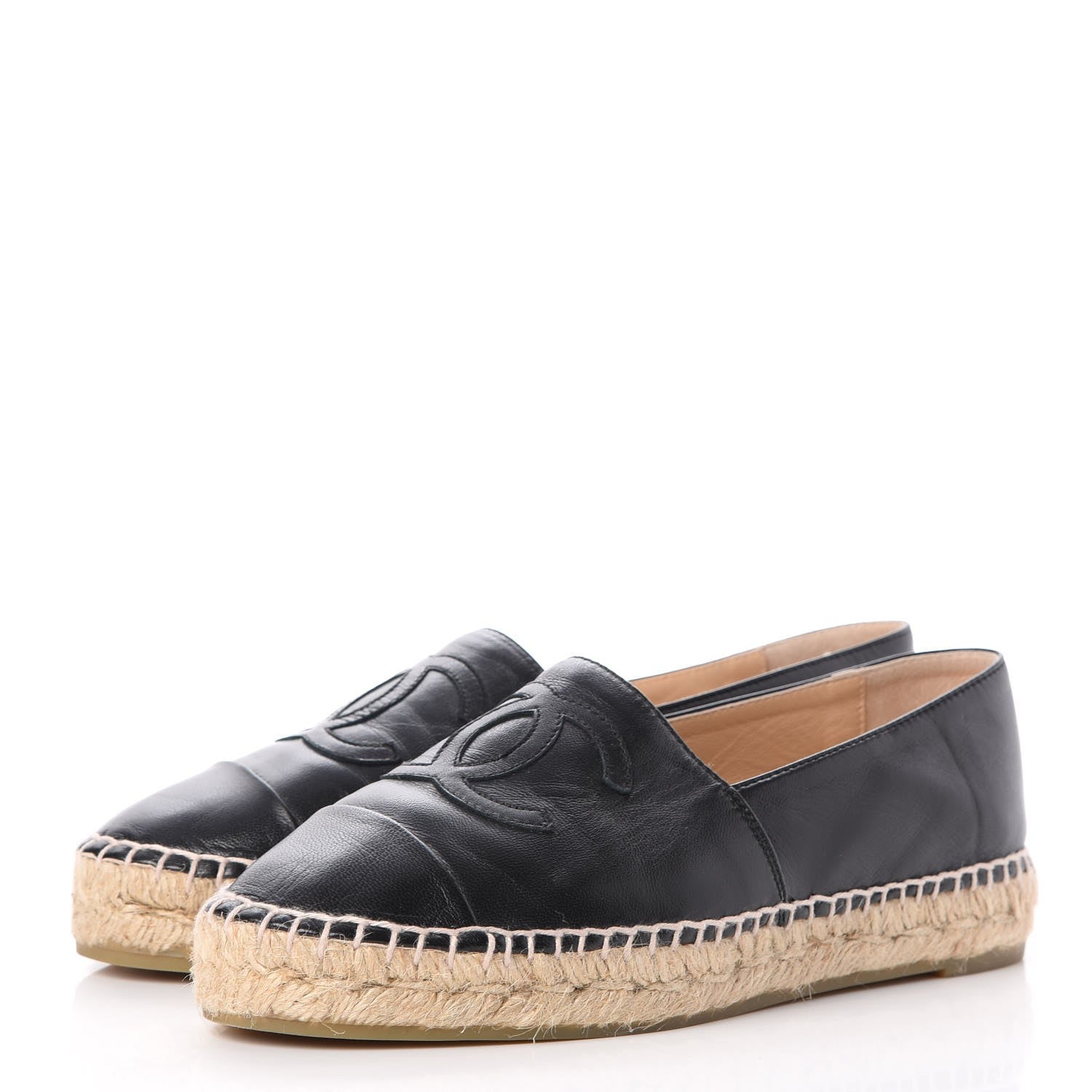 Chanel Lambskin CC Espadrilles 37 Black 3 of 8